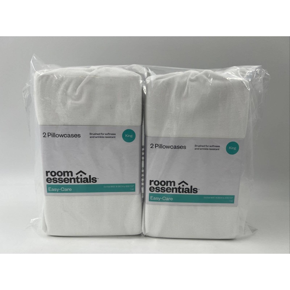 Room Essentials King Pillowcases White Microfiber Easy Care 2 Sets Of 2